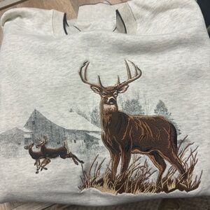 Vintage Croft & Barrow Oatmeal Embroidered Sweatshirt XL